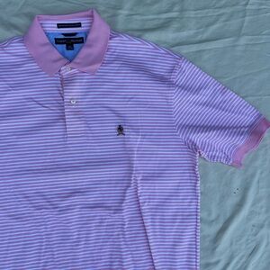 Tommy Hilfiger Men’s Pink & White Striped Polo